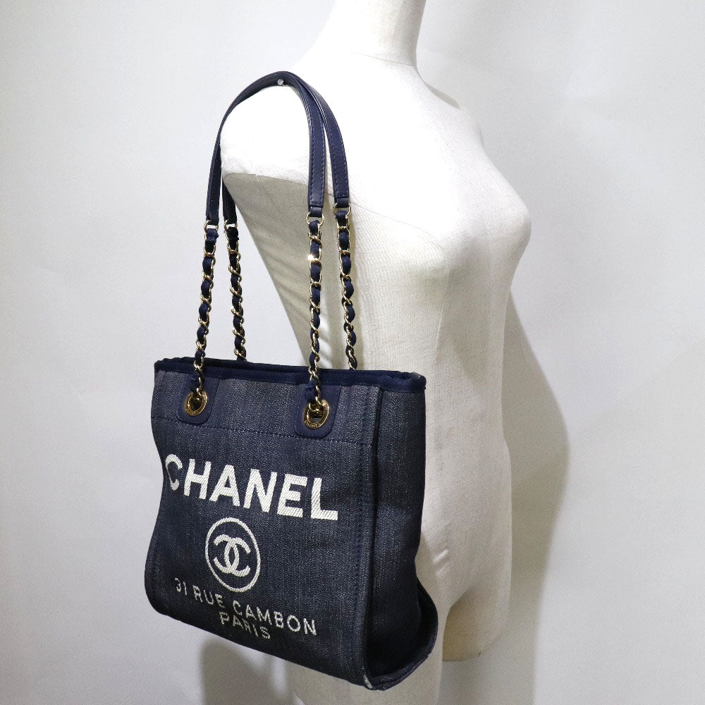 CHANEL】シャネル ドーヴィルPM チェーンショルダー A66939 デニム×カーフ 紺 レディース トートバッグ – KYOTO  NISHIKINO