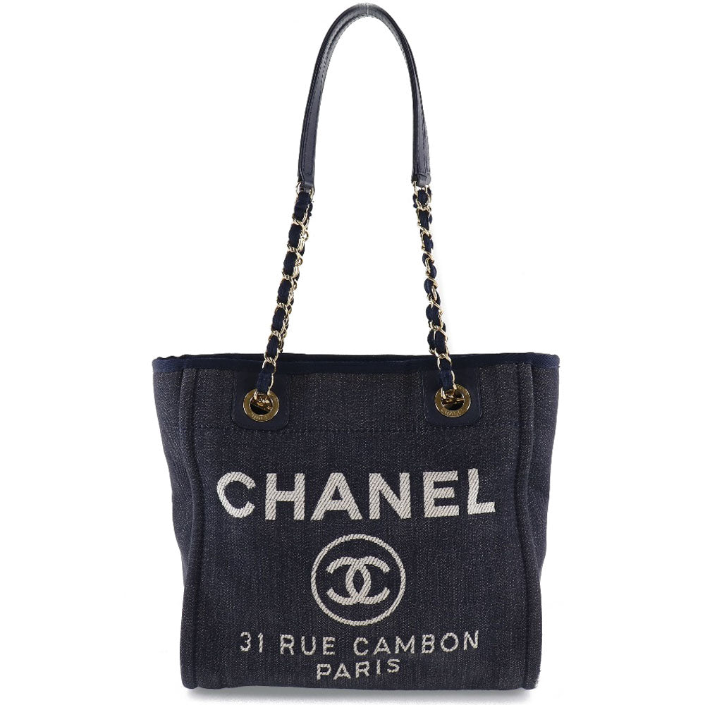 CHANEL】シャネル ドーヴィルPM チェーンショルダー A66939 デニム×カーフ 紺 レディース トートバッグ – KYOTO  NISHIKINO