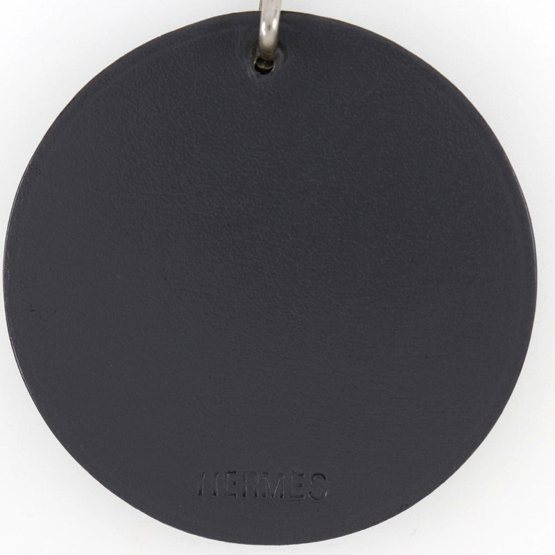 [HERMES] Hermes Cat Bag Charm Animal Leather Gray Unisex Keychain