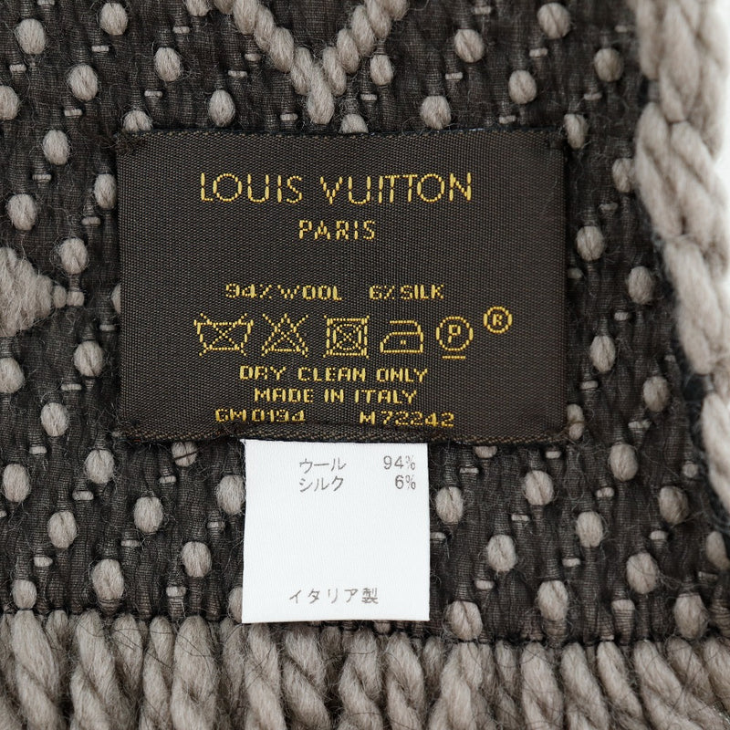 [LOUIS VUITTON] Louis Vuitton Escalp Logomania Muffler M72242 Wool x Silk Verone Gray GM0194 Escalp Logo MANIA Ladies A Rank