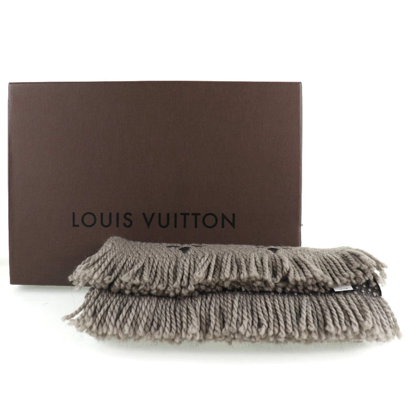 [LOUIS VUITTON] Louis Vuitton Escalp Logomania Muffler M72242 Wool x Silk Verone Gray GM0194 Escalp Logo MANIA Ladies A Rank