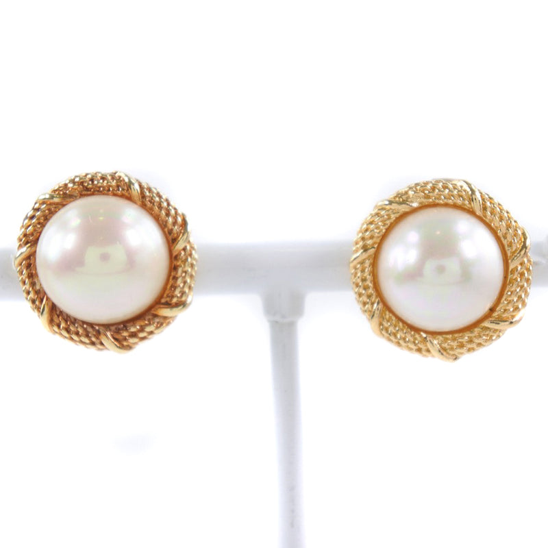 [DIOR] Christian Dior Vintage gold plating x fake pearl ladies earrings A rank