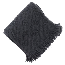 [Louis Vuitton] Louis Vuitton Essian Logo Mania M72431 Wool X Silk Antora Sit Black Unisex Muffler