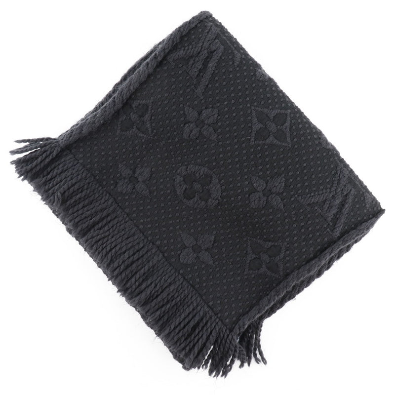 [LOUIS VUITTON] Louis Vuitton Essian Logo Mania M72431 Wool x Silk Antora Sit Black Unisex Muffler