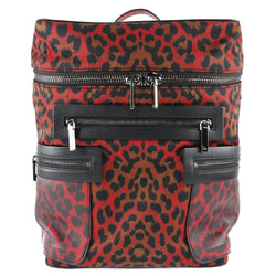 [Christian Louboutin] Christian Lubitan Apolube Leopard Backpack 1175019 Nylon x Calf Red Men's Backpack Daypack A+Rank