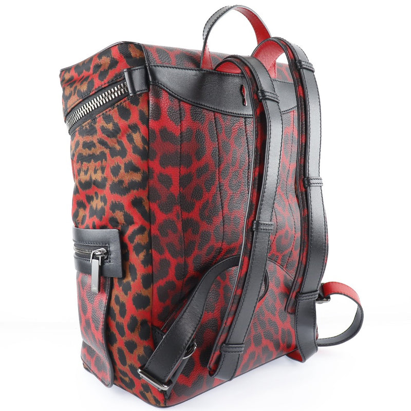[Christian Louboutin] Christian Lubitan Apolube Leopard Backpack 1175019 Nylon X Calf Red Men 's Backpack Daypack A+Rank