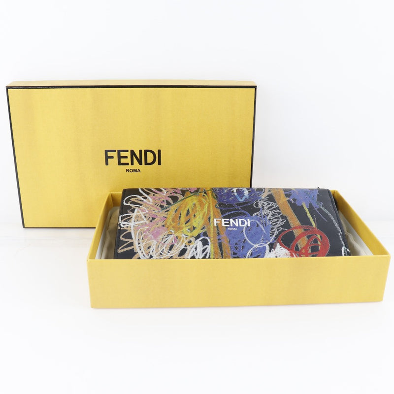 Fendi Continental Wallet In ROMA Logo Calf Leather Black