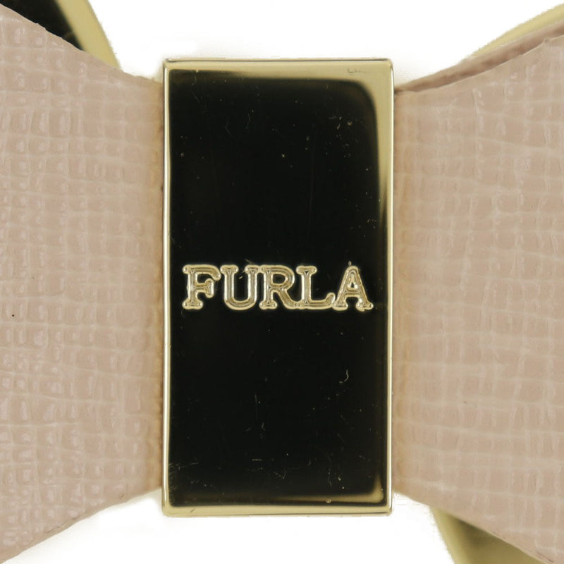 Furla】フルラ キーホルダー リボン レザー×金メッキ ライトピンク