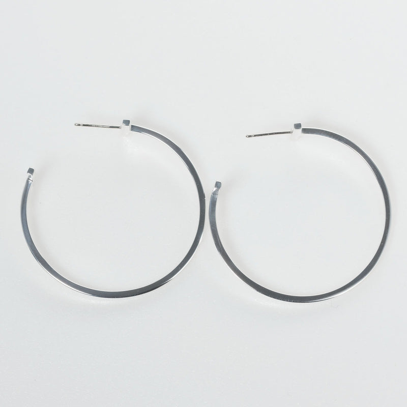 [TIFFANY & CO.] Tiffany T Hoop Earrings Silver 925 Ladies Piercing A Rank