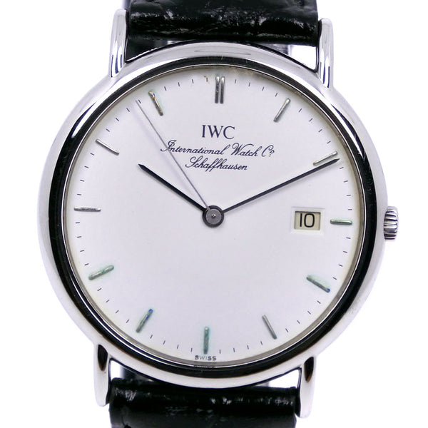 [IWC] International Watch Company Port Finodate Acero inoxidable x Cuero de cuero Analógico l Display Men White Dial Watch