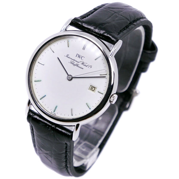 [IWC] International Watch Company Port Finodate Stainless Steel x Leather Silver Quartz Analog L display Men White Dial Watch