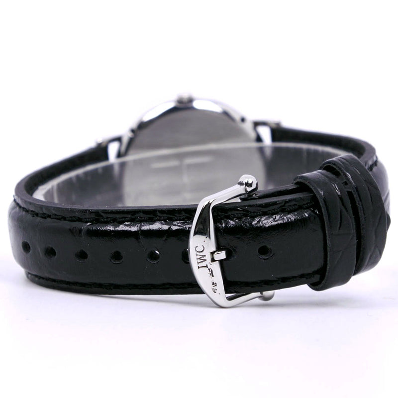 [IWC]国际手表公司港口填充不锈钢X皮革石英类似物L展示男士白色表盘