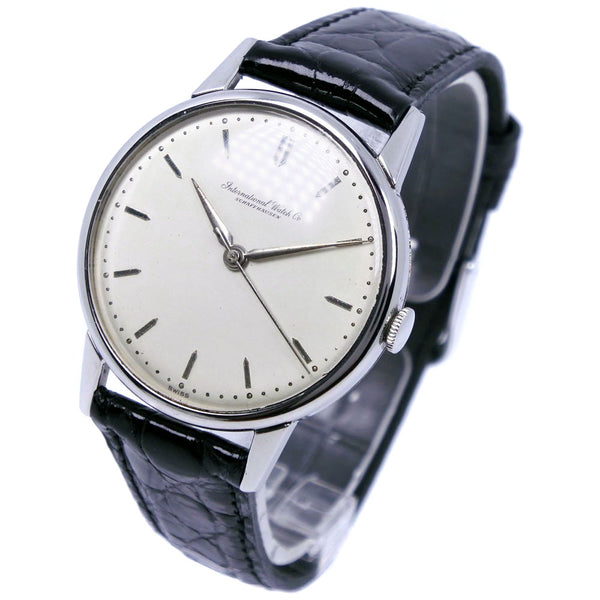 [IWC] 국제 시계 회사 Old Inter Watch Cal.89 골동품 스테인리스 스틸 x 가죽은 손으로 쓴 실버 다이얼 올드 인터 남성