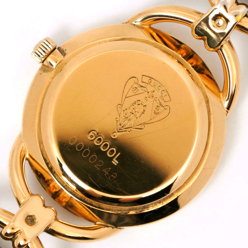 [Gucci] Gucci 6000L Gold Plating x Reloj de dial damas analógicas de cuarzo de cuero de cuero