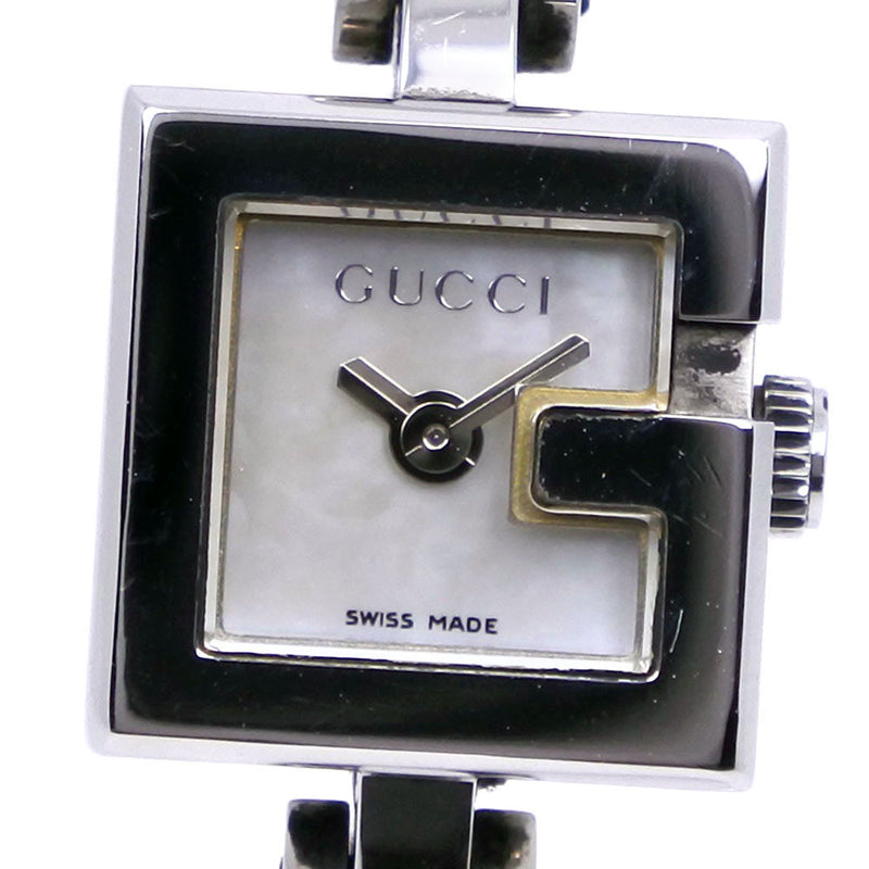 [GUCCI] Gucci G Mini 102 Stainless Steel x Leather Silver Quartz Analog Display Ladies White Shell Dial Watch