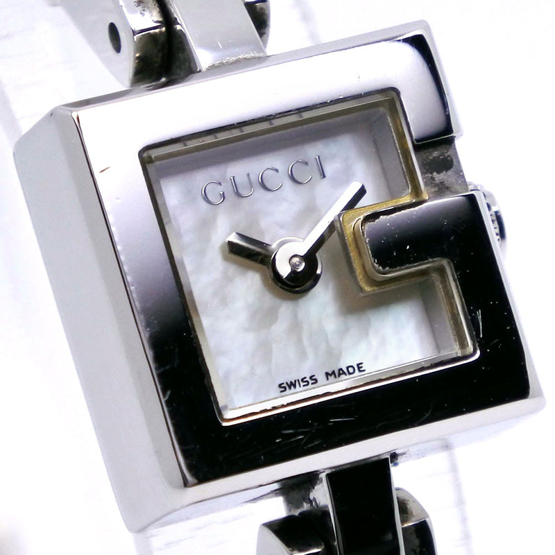 [GUCCI] Gucci G Mini 102 Stainless Steel x Leather Silver Quartz Analog Display Ladies White Shell Dial Watch