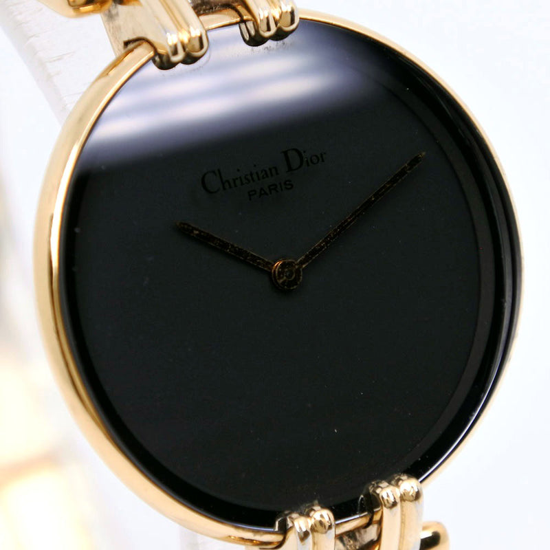 [DIOR] Christian Dior Bagira 46.154-2 Gold plating Gold Quartz Analog Ladies Black Dial Watch