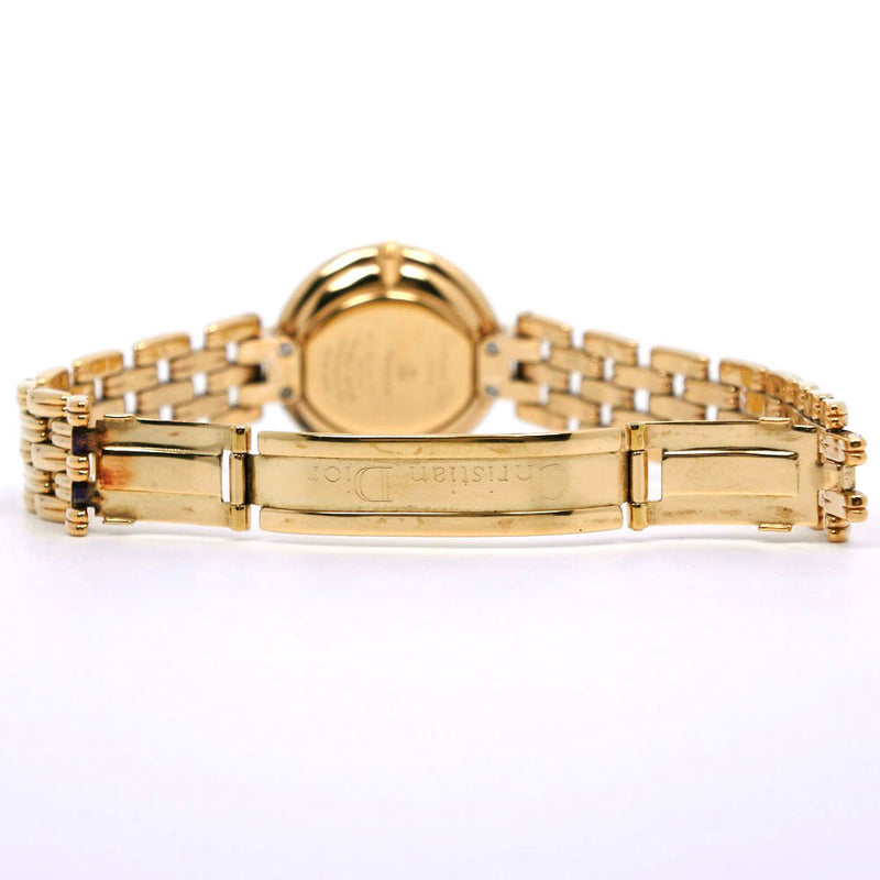 【Dior】クリスチャンディオール
 バギラ 腕時計
 46.154-2 金メッキ ゴールド クオーツ アナログ表示 黒文字盤 Bagira レディース