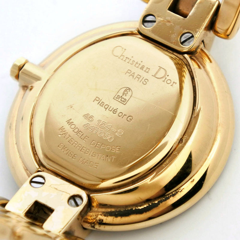 【Dior】クリスチャンディオール
 バギラ 腕時計
 46.154-2 金メッキ ゴールド クオーツ アナログ表示 黒文字盤 Bagira レディース