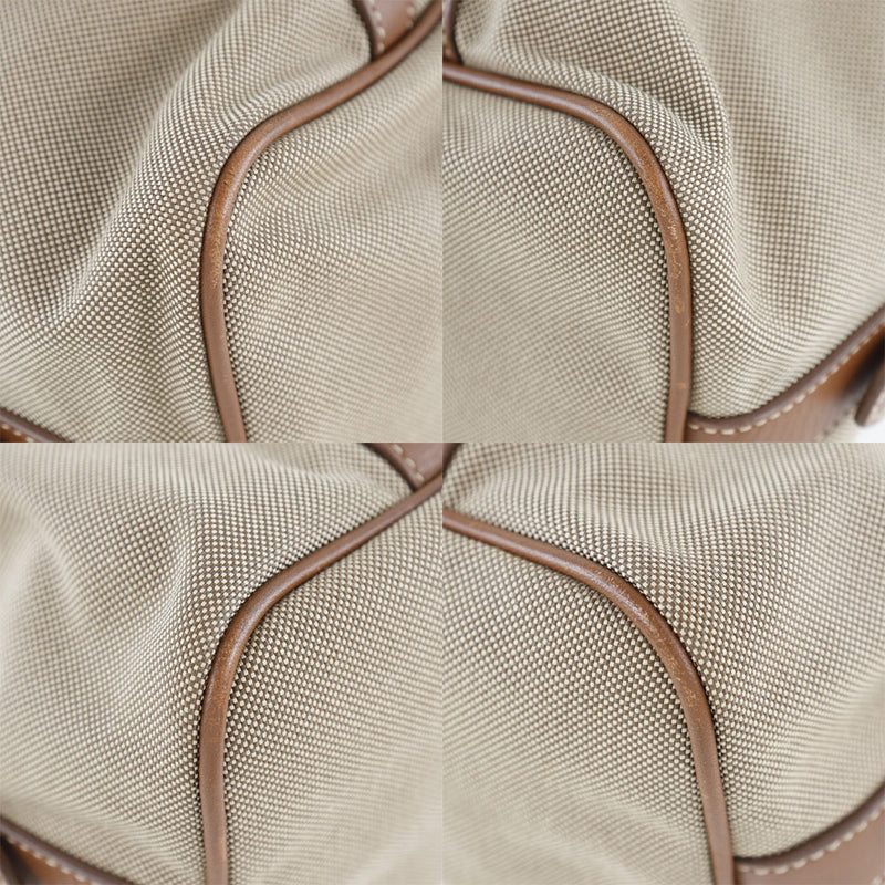 [Prada] Prada 로고 Jacquard BL0600 나일론 캔버스 x 가죽 베이지 색 여성 어깨 가방 A 순위