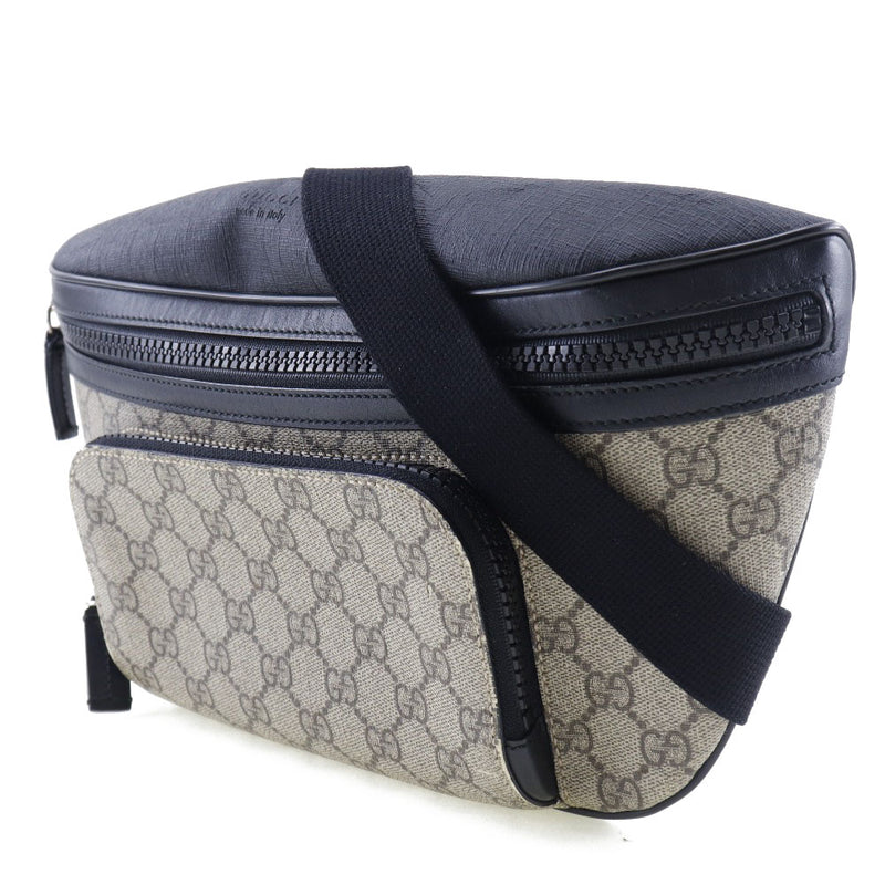[GUCCI] Gucci GG Sprem waist Pouch 406372 493075 PVC x Leather Black Unisex Body Bag