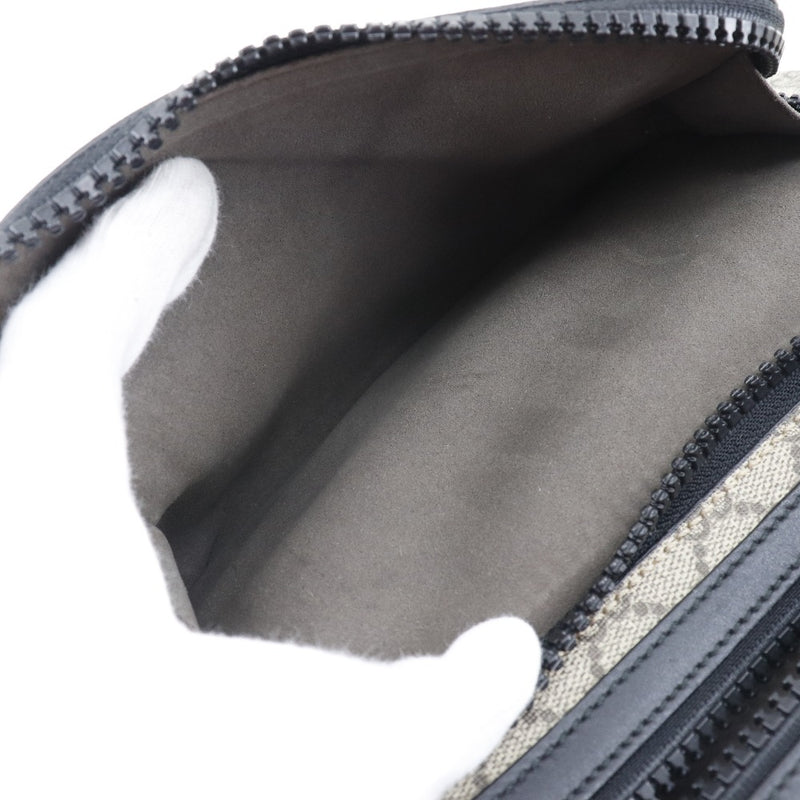 [GUCCI] Gucci GG Sprem waist Pouch 406372 493075 PVC x Leather Black Unisex Body Bag