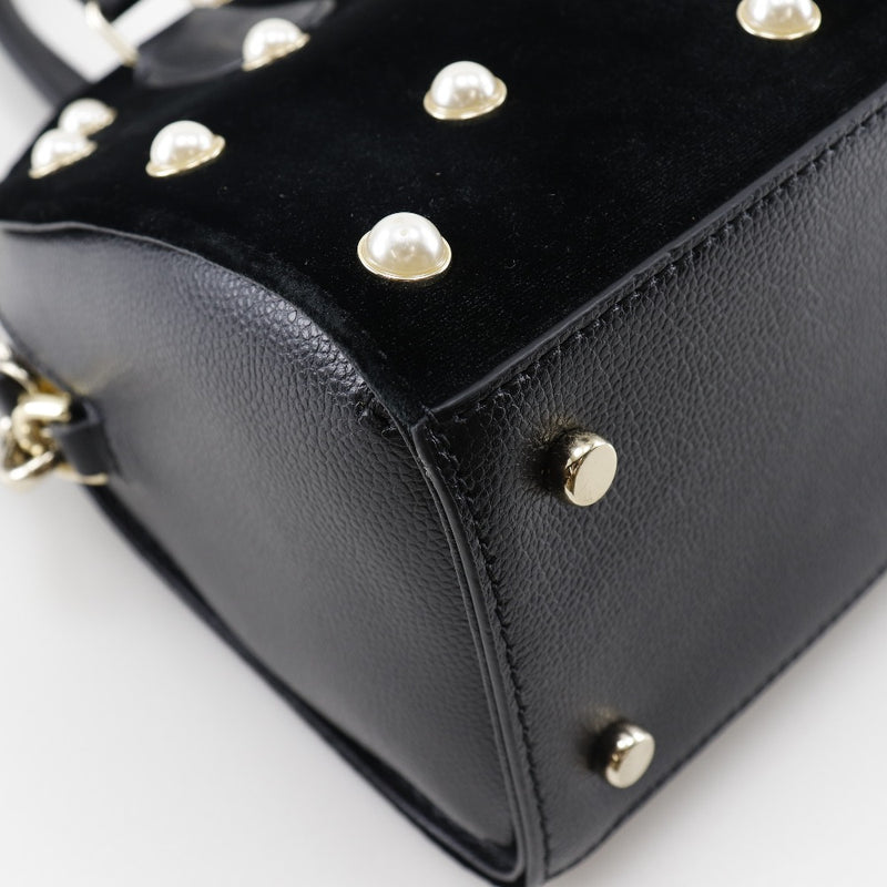 [Kate Spade] Kate Spade 2WAY Shoulder WKRU5624 Velor x Fake Pearl Black Ladies Handbag A Rank