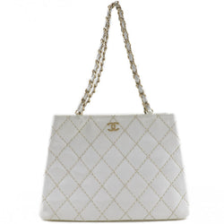 CHANEL] Chanel Wild Stitch Chain Bag Coco Mark Shoulder Leather White –  KYOTO NISHIKINO