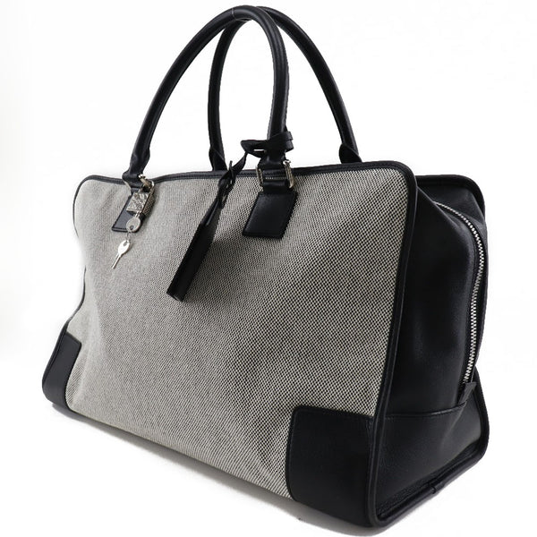 [LOEWE] Loewe Amasona 44 Handbag Boston Bag Calf x Canvas Black Fastener Amazona 44 Unisex A Rank