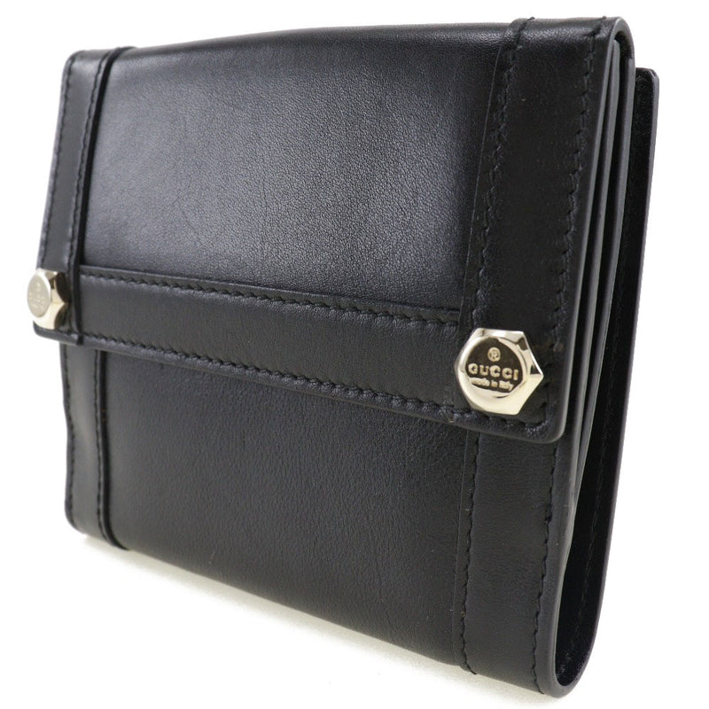 [GUCCI] Gucci Logo Bolt Bi-fold Wallet 154117 Calf Black Snap button LOGO BOLT Ladies A-Rank