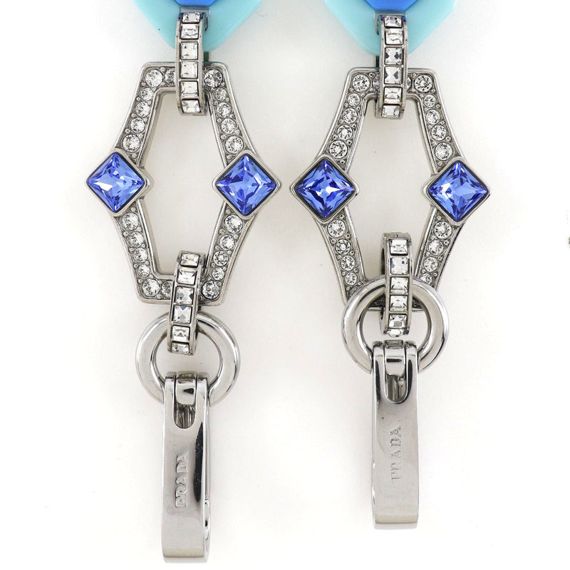 [PRADA] Prada Chain Shoulder 1TY011 Metal x Plastic x Rhinestone Silver/Blue Ladies Shoulder Strap