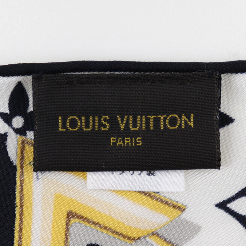 [Louis Vuitton] Louis Vuitton护理/会标机密M78667丝绸黑色/白色IS0137邮票中性围巾A级
