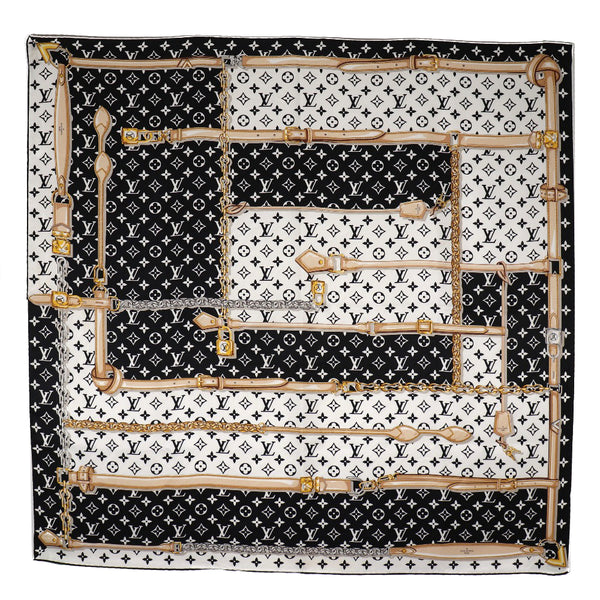 [Louis Vuitton] Louis Vuitton Care/Monogram Confidencial M78667 Seda Noir Black/White IS0137 Sello Unisex Buff A-Rank