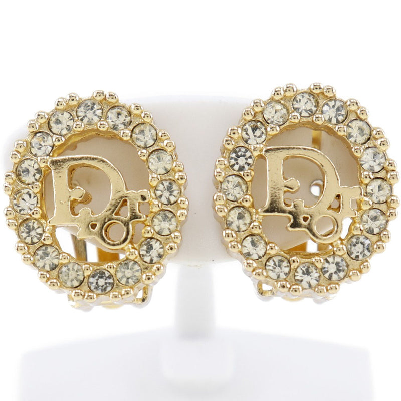 [DIOR] Christian Dior Gold plating x Rhinestone Ladies Earrings A Rank
