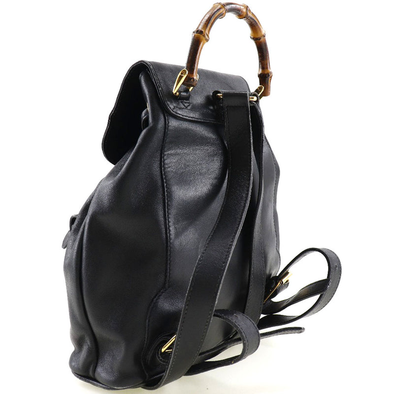 [GUCCI] Gucci Bamboo Backpack Daypack 003.3444.0030 Calf Black Flap Bamboo Ladies