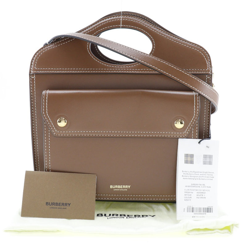 [Burberry] Burberry Mini Bocket Bag 2way Shoulder 80147761 Caca Malt Brown Tea Ladies Handbag A-Rank