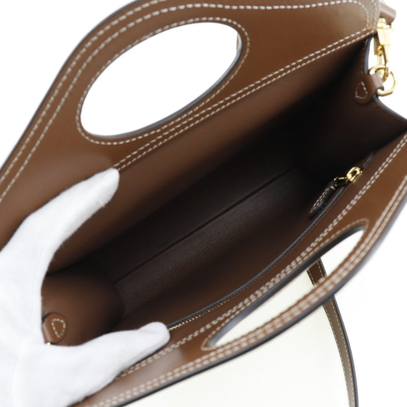 [Burberry] Burberry Mini Pocket Bag 2WAY Shoulder 80147761 Cowhide Malt Brown Tea Ladies Handbag A-Rank