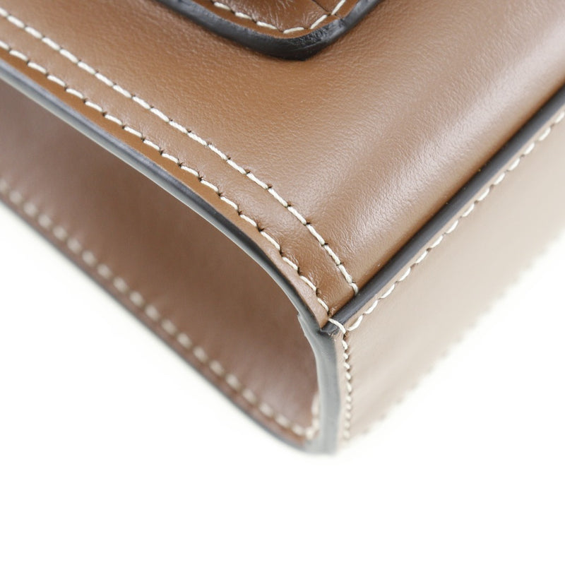 [Burberry] Burberry Mini Pocket Bag 2WAY Shoulder 80147761 Cowhide Malt Brown Tea Ladies Handbag A-Rank