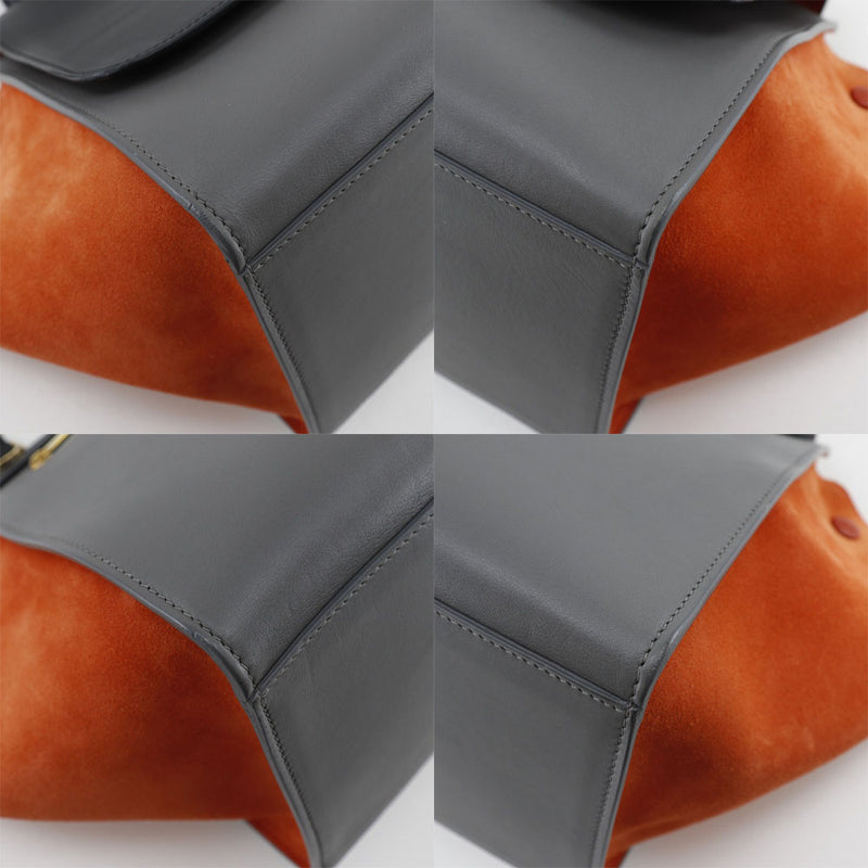 [Celine] Celine Trapes Handbag 2WAY Shoulder 169543PTA.25FO Calf x Swed Black/Gray/Orange Shoulder Handscape 2WAY Flap TRAPEZE Ladies A-Rank