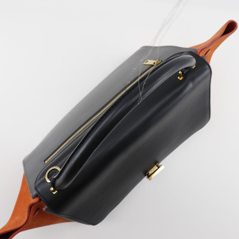 [Celine] Celine Trapes Handbag 2WAY Shoulder 169543PTA.25FO Calf x Swed Black/Gray/Orange Shoulder Handscape 2WAY Flap TRAPEZE Ladies A-Rank
