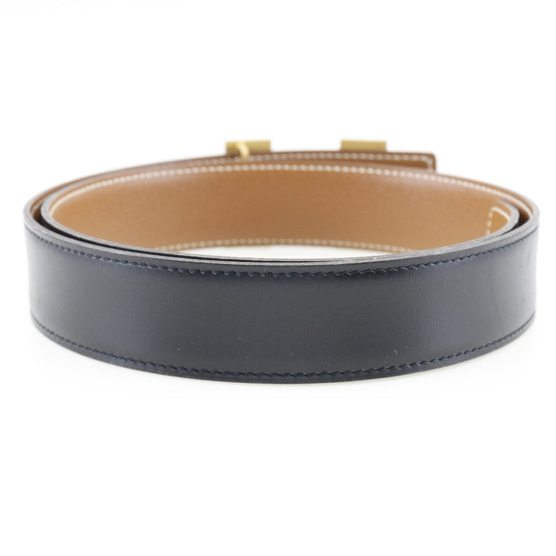 [HERMES] Hermes H belt 75 Constance Reversible Box Curf x Vo Epson x Gold Plating Black/Tea