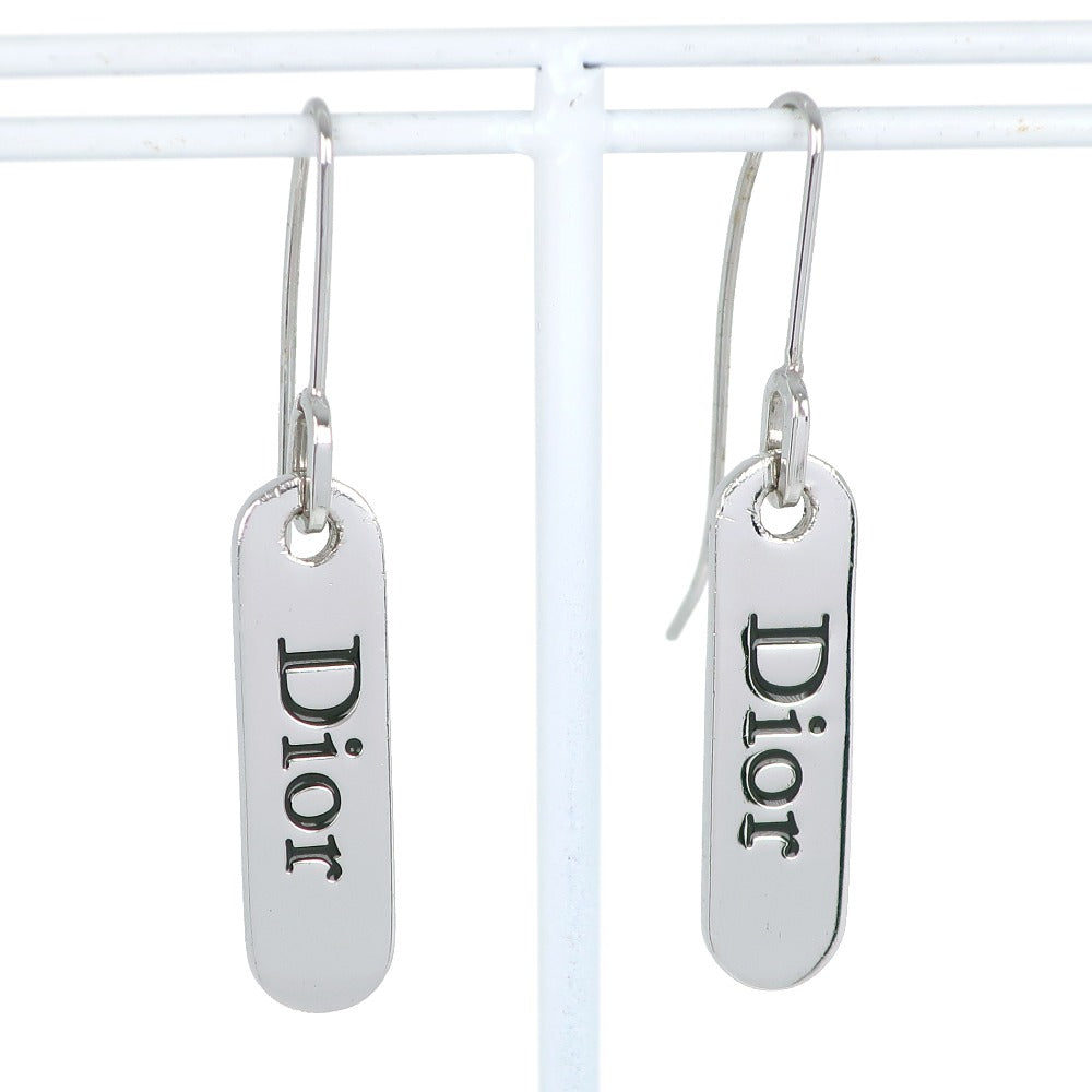 【Dior】クリスチャンディオール, ロゴプレート フック 金属製 シルバー レディース ピアス, A-ランク