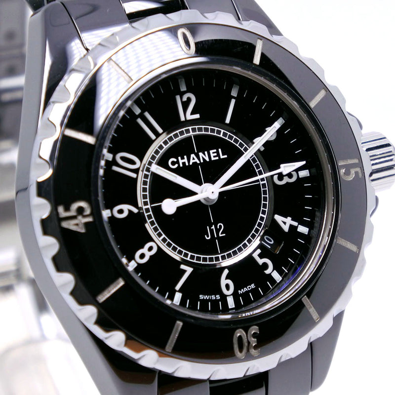 [CHANEL] Chanel J12 H0682 Ceramic Black Quartz Analog Ladies Black Dial Watch A-Rank