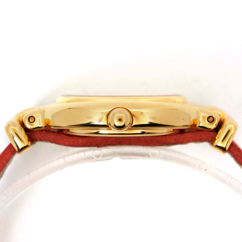 【FENDI】フェンディ
 チェンジベルト 腕時計
 640L 金メッキ×レザー 赤 クオーツ アナログ表示 白文字盤 Change belt レディース