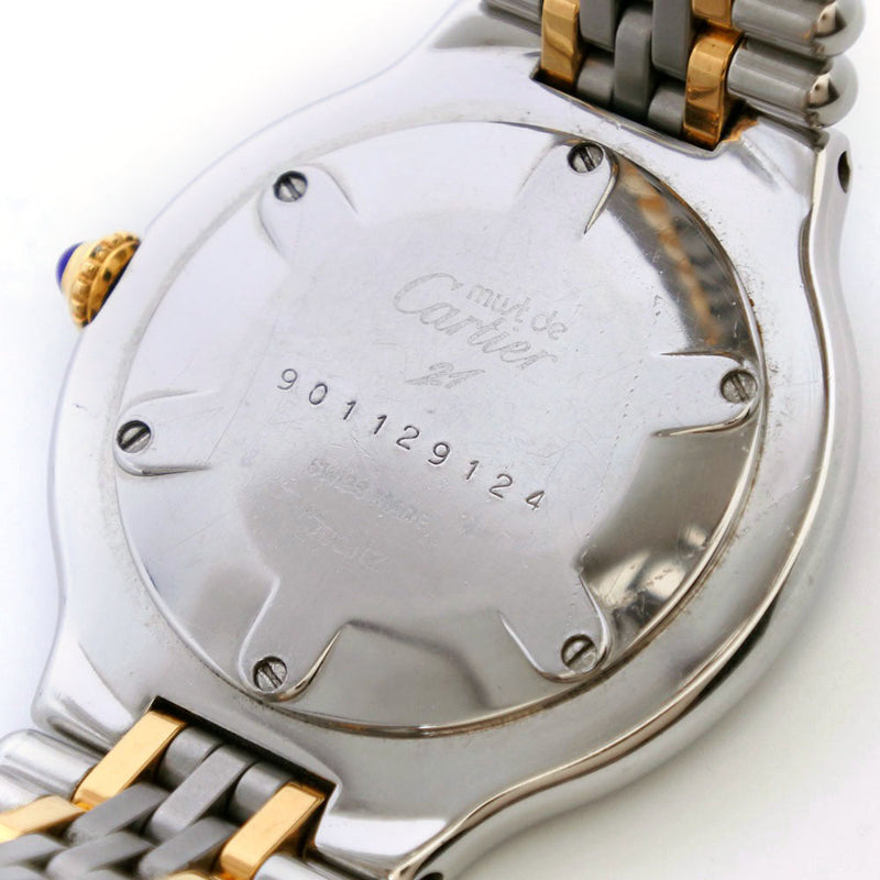 【CARTIER】カルティエ
 マスト21 腕時計
 ステンレススチール×金メッキ シルバー クオーツ アナログ表示 白文字盤 Must21 ボーイズ