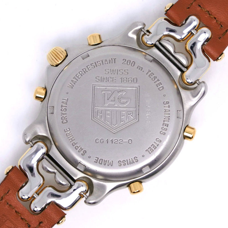 [TAG HEUER] TAG Hoire Sena Model Sena Series CG1122-0 Stainless steel x gold plating x leather tea quartz chronograph men's gray dial watch A-Rank