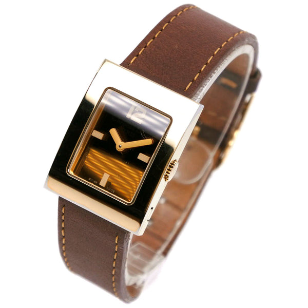 【Dior】ディオール
 マリス D78-159 金メッキ×レザー 茶 クオーツ アナログ表示 レディース ゴールド文字盤 腕時計
