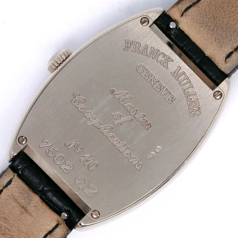 【FRANCK MULLER】フランクミュラー
 トノーカーベックス 腕時計
 7502QZ K18ホワイトゴールド×レザー 黒 クオーツ アナログ表示 シルバー文字盤 Tonocar Vex メンズ