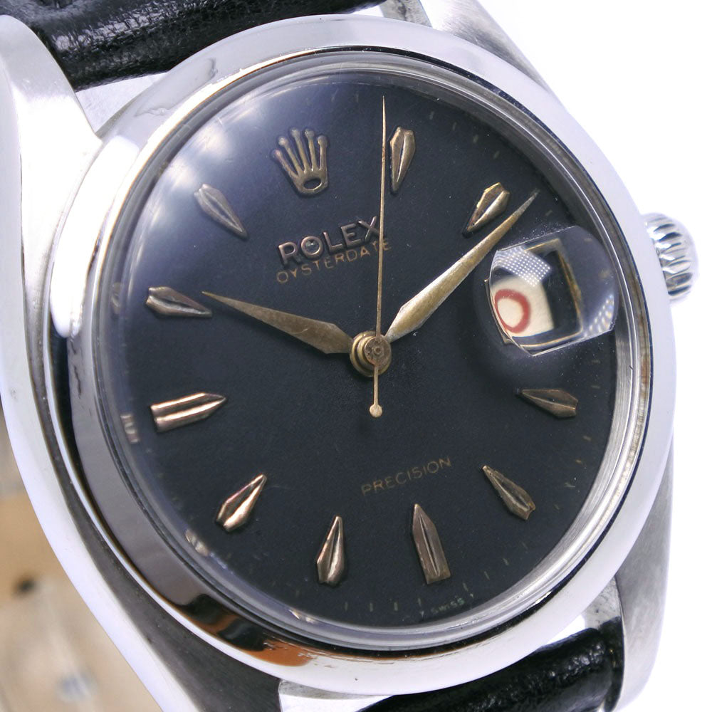 ROLEX】ロレックス オイスターデイト 腕時計 アンティーク 1970年代 6494 ステンレススチール×レザー 黒 手巻き 黒文字盤 –  KYOTO NISHIKINO