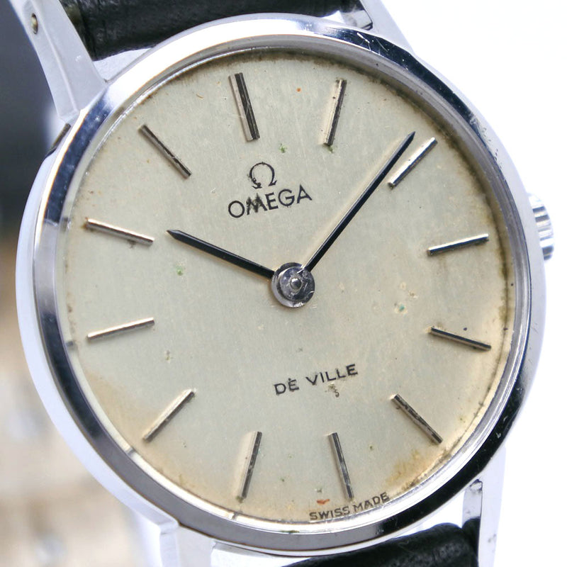 [Omega] Omega 
 Reloj del diablo/diablo 
 Cal.625 Acero inoxidable x Dial de plata de cuero de cuero Dial de Ville Ladies B-Rank
